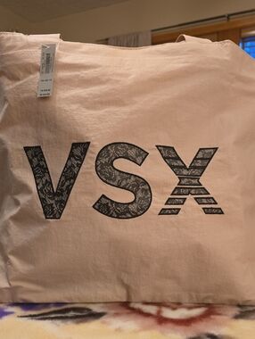 Victoria's Secret Pale Pink Tote with Black Lace VSX Logo